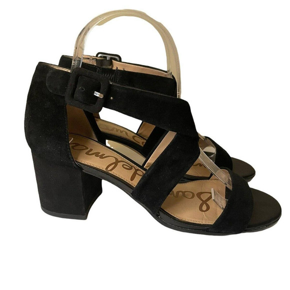 Sam Edelman Sonia Black Suede Strappy 2 Inch Block Heel Sandals 7.5 HoCo Prom - Picture 5 of 8
